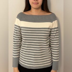 Chaps Sweater Blue & White Boat Neck Long Sleeves Coastal Prep Nautical Size XXL